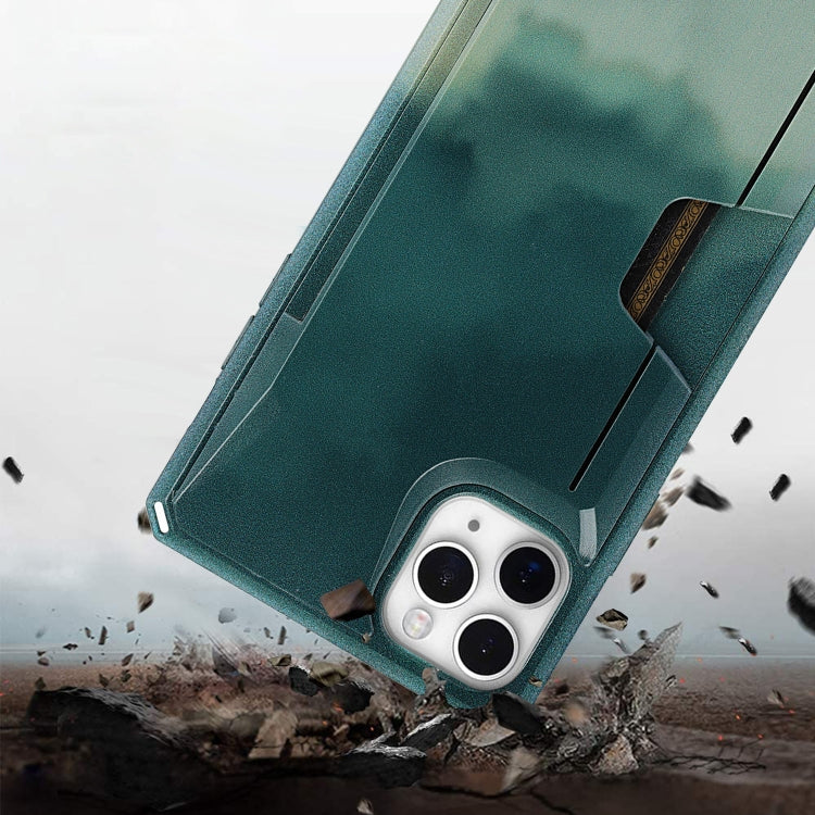 For iPhone 11 Pro Watercolor Painted Armor Shockproof PC Hard Case with Card Slot