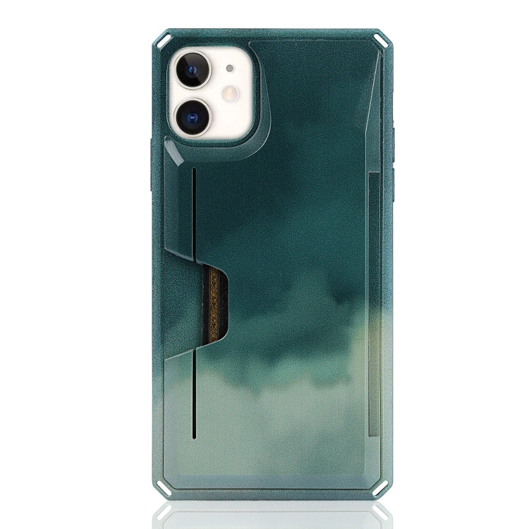 For iPhone 11 Pro Max Watercolor Painted Armor Shockproof PC Hard Case with Card Slot
