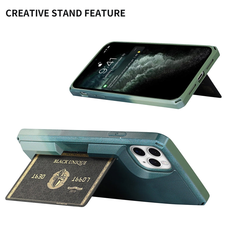 For iPhone 11 Pro Max Watercolor Painted Armor Shockproof PC Hard Case with Card Slot