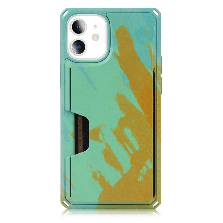 For iPhone 12 mini Watercolor Painted Armor Shockproof PC Hard Case with Card Slot