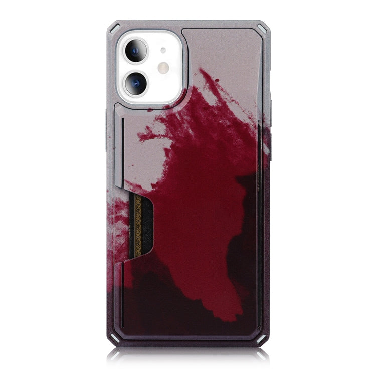 For iPhone 12 mini Watercolor Painted Armor Shockproof PC Hard Case with Card Slot