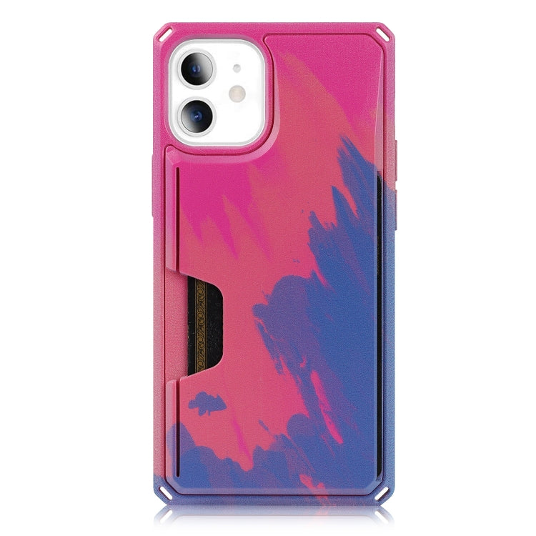 For iPhone 12 mini Watercolor Painted Armor Shockproof PC Hard Case with Card Slot