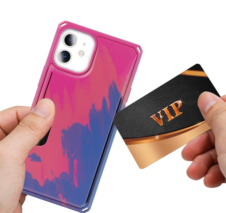 For iPhone 12 mini Watercolor Painted Armor Shockproof PC Hard Case with Card Slot