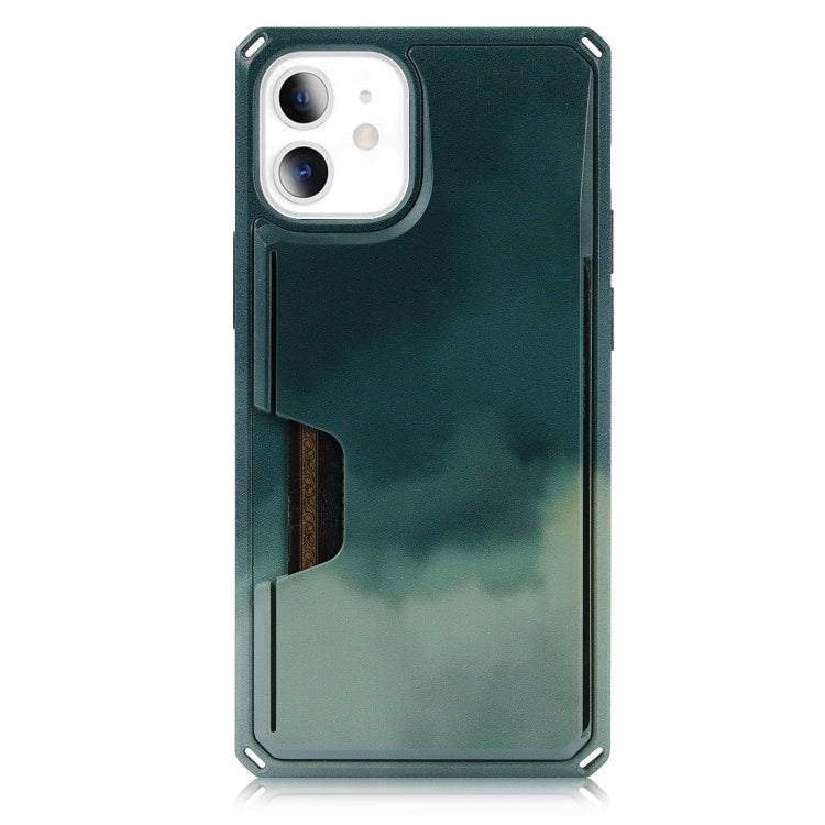 For iPhone 12 mini Watercolor Painted Armor Shockproof PC Hard Case with Card Slot