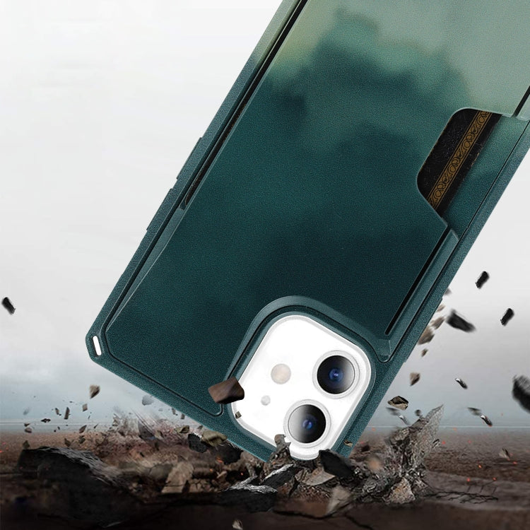 For iPhone 12 / 12 Pro Watercolor Painted Armor Shockproof PC Hard Case with Card Slot