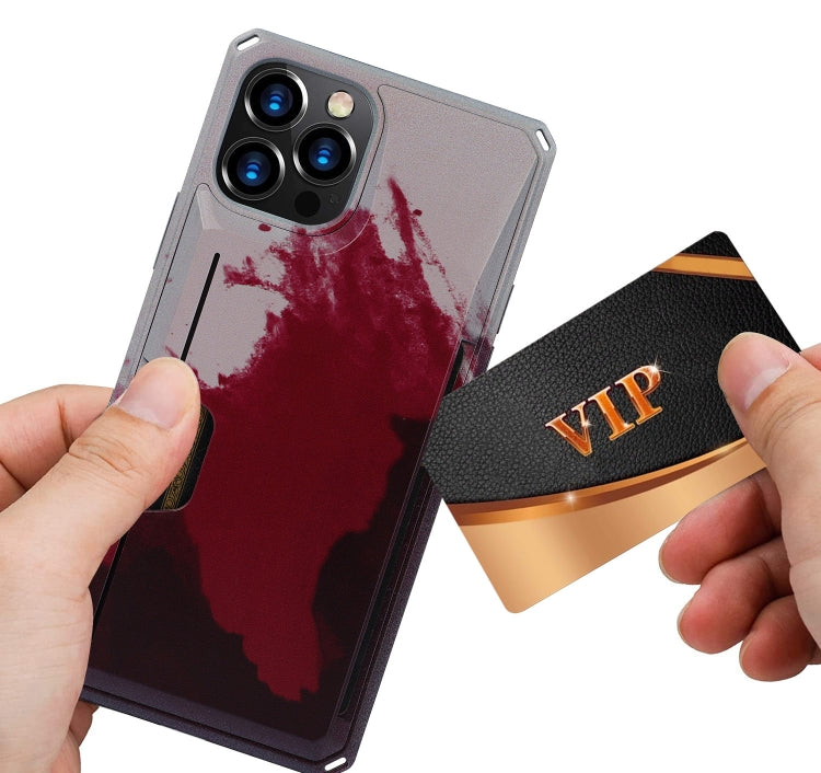 For iPhone 12 Pro Max Watercolor Painted Armor Shockproof PC Hard Case with Card Slot