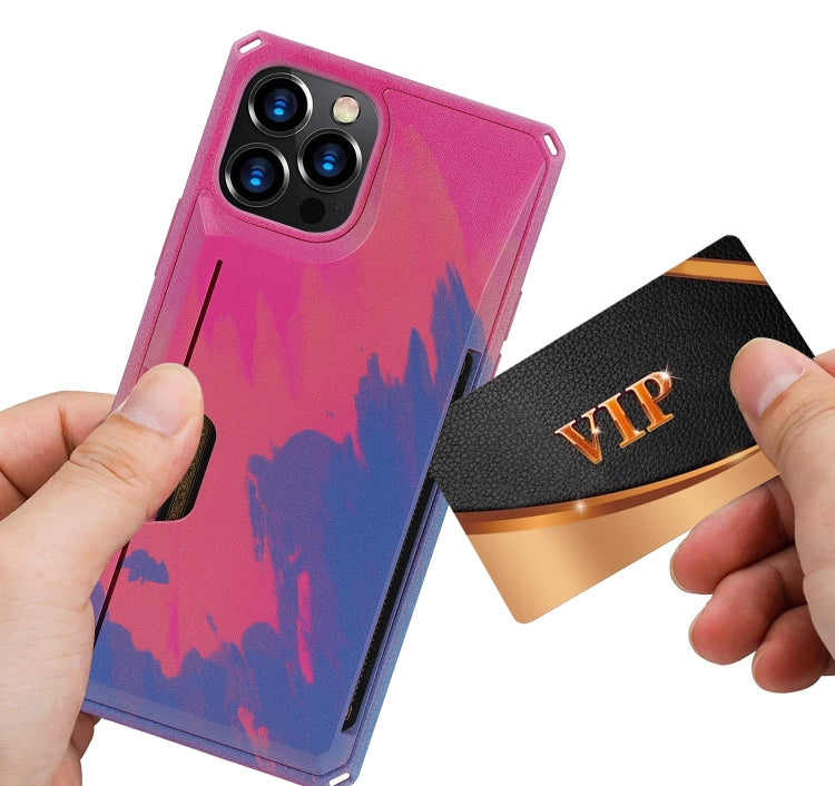 For iPhone 12 Pro Max Watercolor Painted Armor Shockproof PC Hard Case with Card Slot