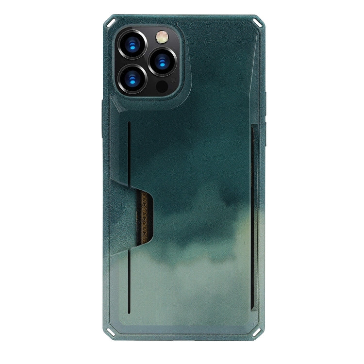 For iPhone 12 Pro Max Watercolor Painted Armor Shockproof PC Hard Case with Card Slot