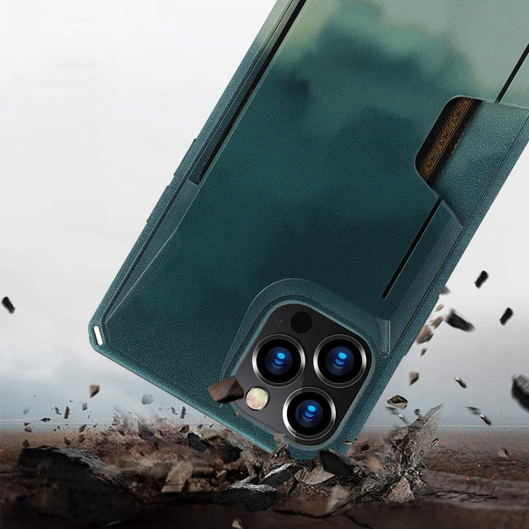 For iPhone 12 Pro Max Watercolor Painted Armor Shockproof PC Hard Case with Card Slot