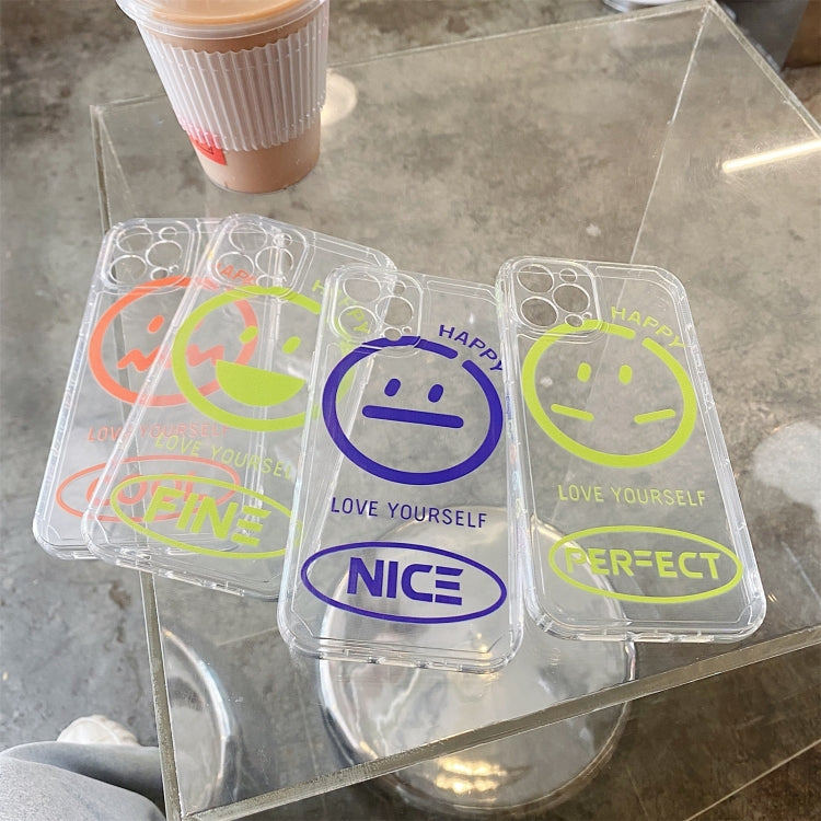 For iPhone 11 Shockproof Side Painting Expression Pattern Transparent TPU Protective Case