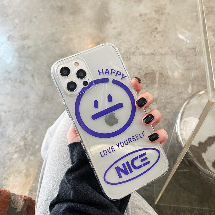 For iPhone 12 mini Shockproof Side Painting Expression Pattern Transparent TPU Protective Case