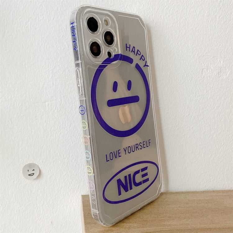 For iPhone 12 Pro Shockproof Side Painting Expression Pattern Transparent TPU Protective Case