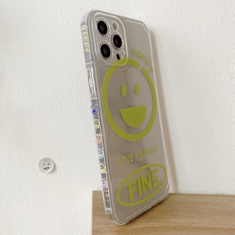 For iPhone 12 Pro Shockproof Side Painting Expression Pattern Transparent TPU Protective Case