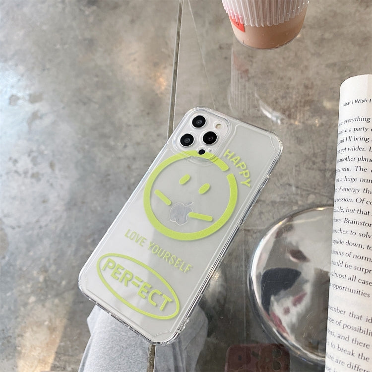 For iPhone 12 Pro Max Shockproof Side Painting Expression Pattern Transparent TPU Protective Case
