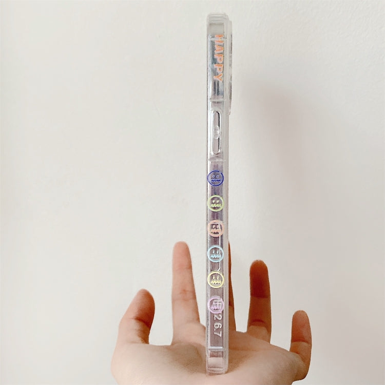 For iPhone 12 Pro Max Shockproof Side Painting Expression Pattern Transparent TPU Protective Case