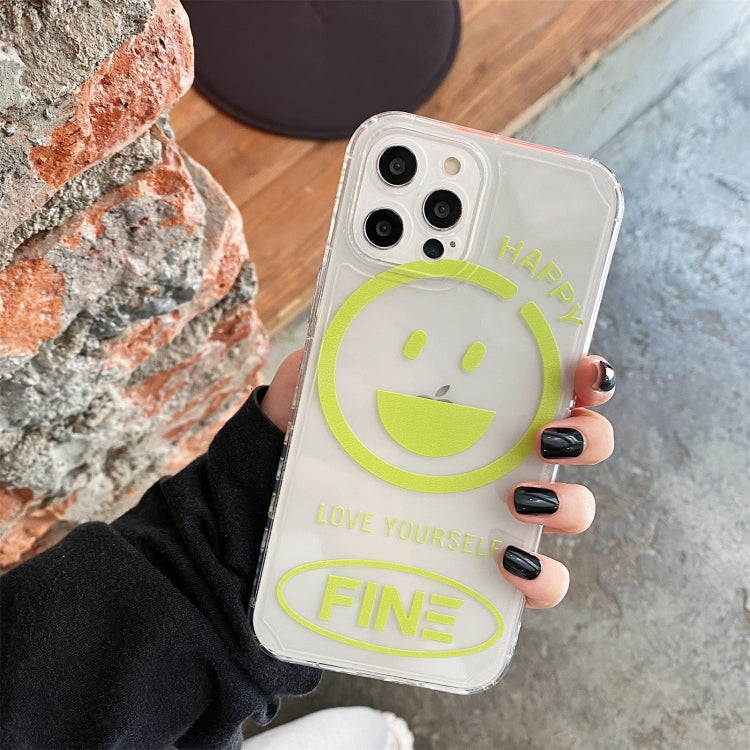 For iPhone 12 Pro Max Shockproof Side Painting Expression Pattern Transparent TPU Protective Case