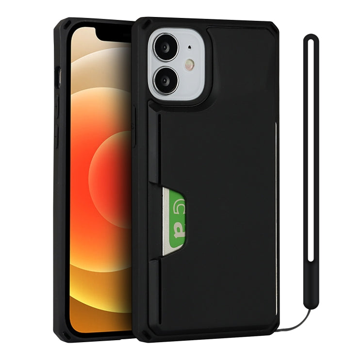 For iPhone 12 mini Armor Shockproof TPU + PC Hard Case with Card Slot Holder