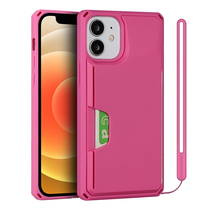 For iPhone 12 mini Armor Shockproof TPU + PC Hard Case with Card Slot Holder