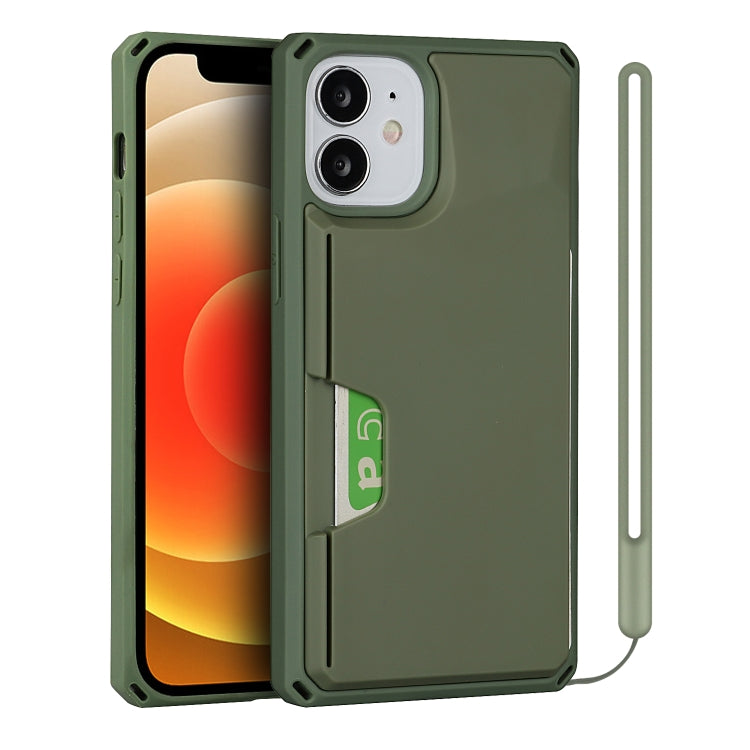 For iPhone 12 mini Armor Shockproof TPU + PC Hard Case with Card Slot Holder