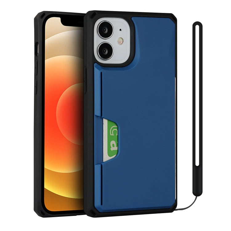 For iPhone 12 mini Armor Shockproof TPU + PC Hard Case with Card Slot Holder