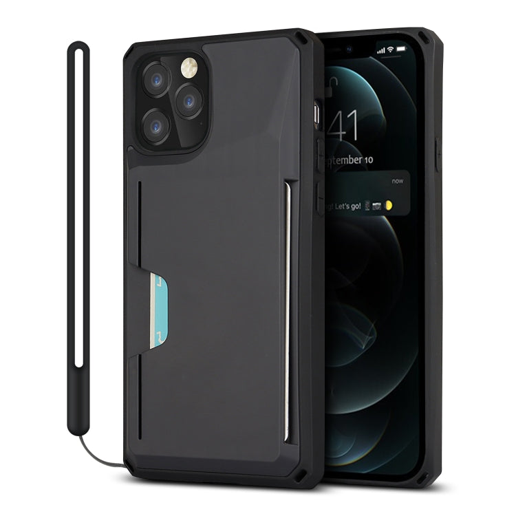 For iPhone 12 / 12 Pro Armor Shockproof TPU + PC Hard Case with Card Slot Holder