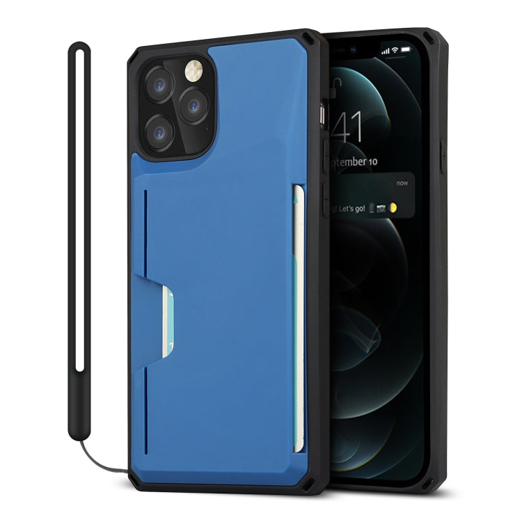 For iPhone 12 / 12 Pro Armor Shockproof TPU + PC Hard Case with Card Slot Holder