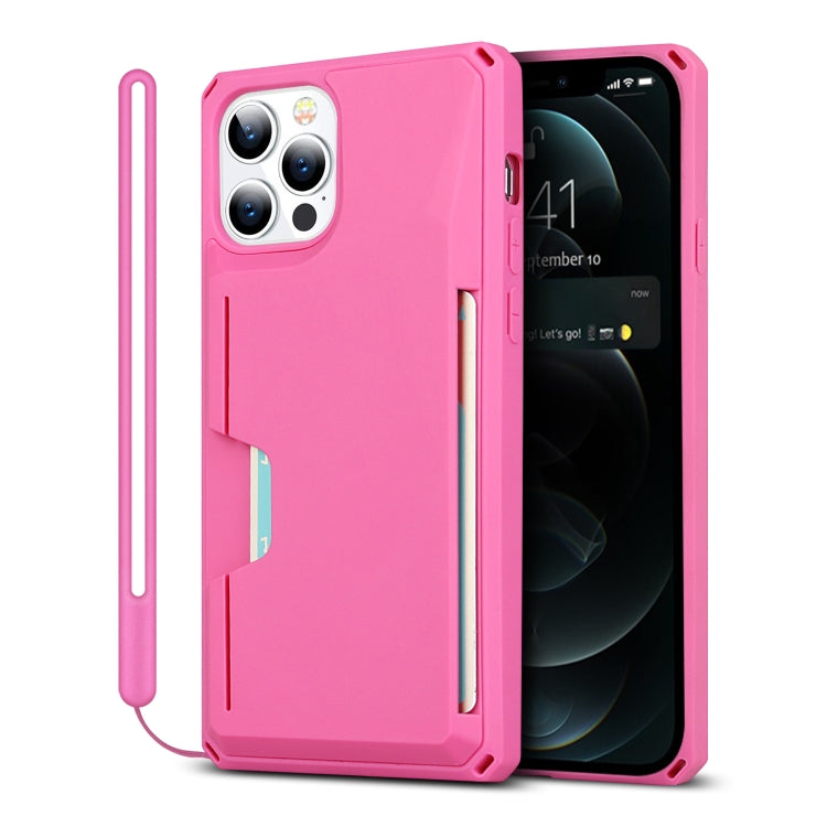 For iPhone 12 Pro Max Armor Shockproof TPU + PC Hard Case with Card Slot Holder