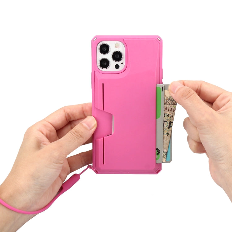 For iPhone 12 Pro Max Armor Shockproof TPU + PC Hard Case with Card Slot Holder