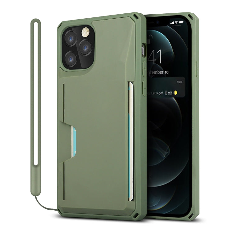 For iPhone 12 Pro Max Armor Shockproof TPU + PC Hard Case with Card Slot Holder
