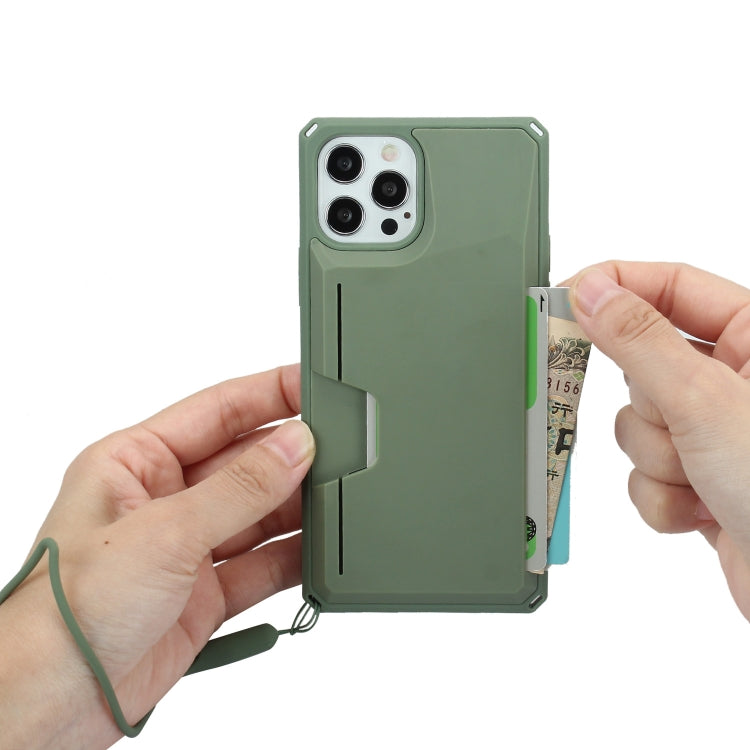 For iPhone 12 Pro Max Armor Shockproof TPU + PC Hard Case with Card Slot Holder