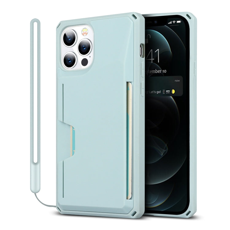 For iPhone 12 Pro Max Armor Shockproof TPU + PC Hard Case with Card Slot Holder