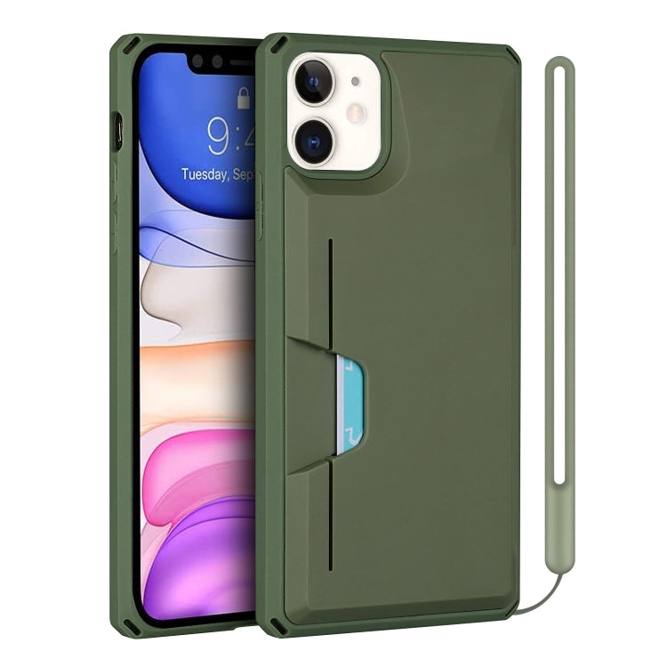 For iPhone 11 Armor Shockproof TPU + PC Hard Case with Card Slot Holder