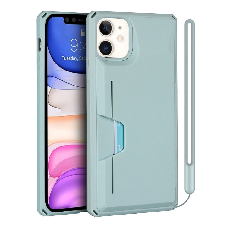 For iPhone 11 Armor Shockproof TPU + PC Hard Case with Card Slot Holder