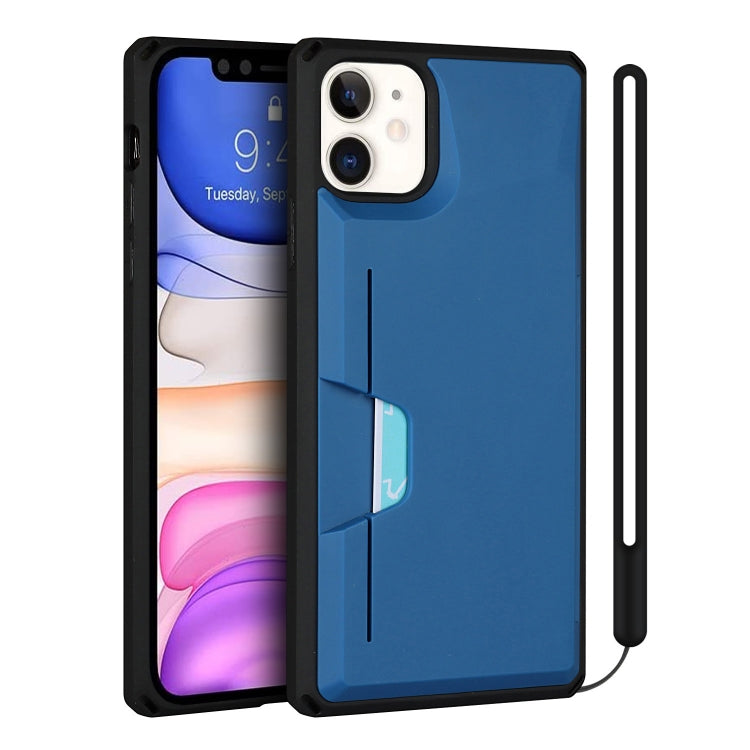 For iPhone 11 Armor Shockproof TPU + PC Hard Case with Card Slot Holder
