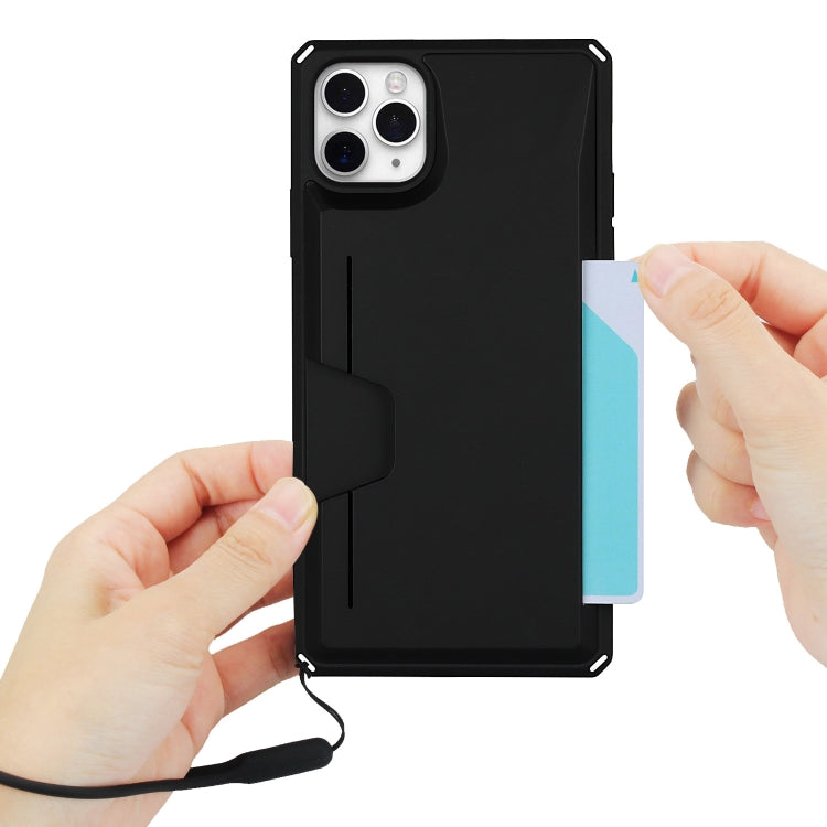 For iPhone 11 Pro Max Armor Shockproof TPU + PC Hard Case with Card Slot Holder