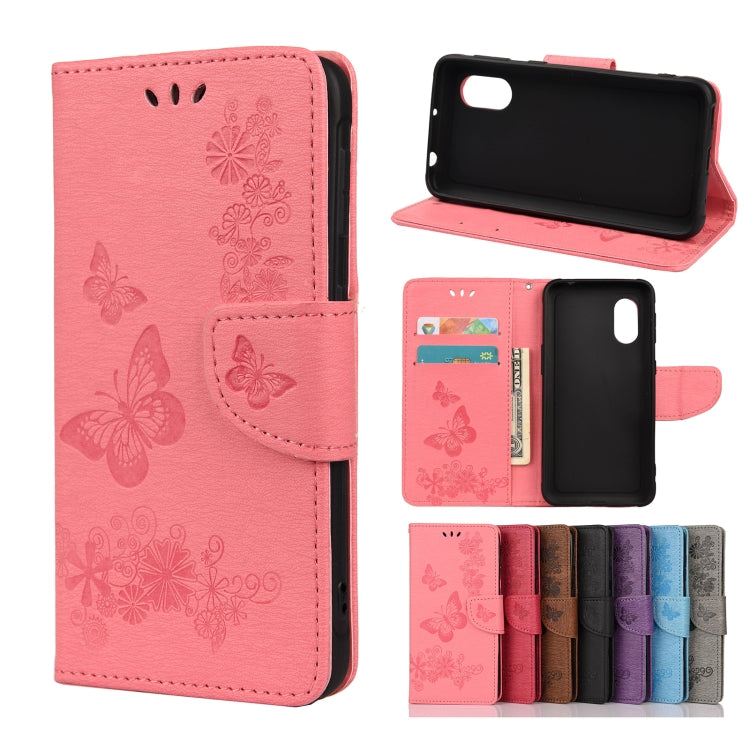 For Samsung Galaxy Xcover 5 Butterflies Embossing Horizontal Flip Leather Case with Holder & Card Slots & Wallet