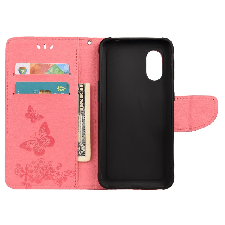 For Samsung Galaxy Xcover 5 Butterflies Embossing Horizontal Flip Leather Case with Holder & Card Slots & Wallet