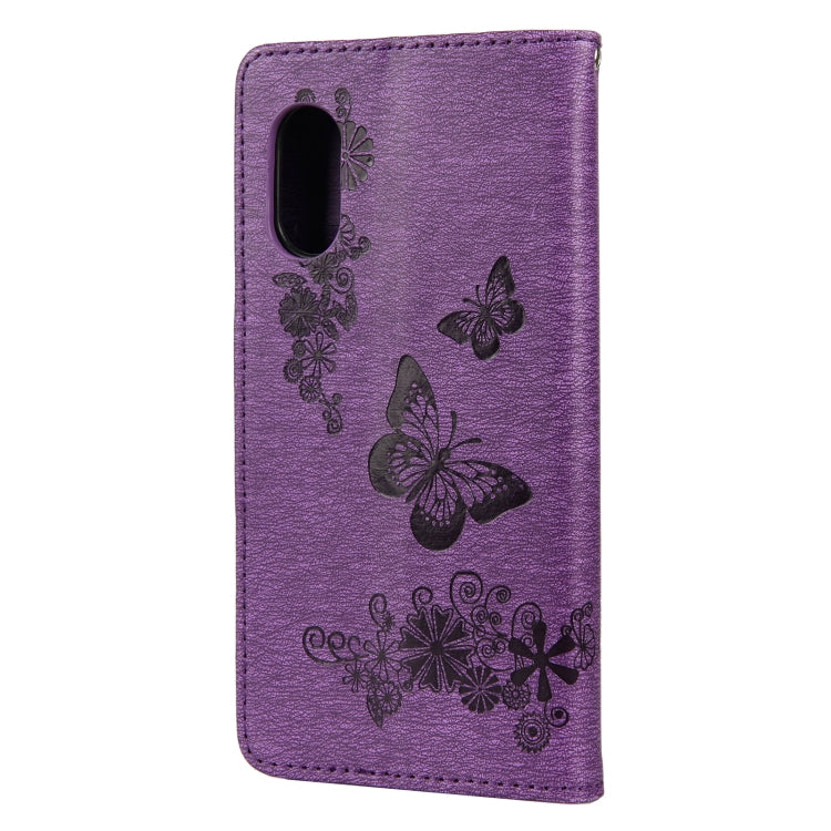 For Samsung Galaxy Xcover 5 Butterflies Embossing Horizontal Flip Leather Case with Holder & Card Slots & Wallet