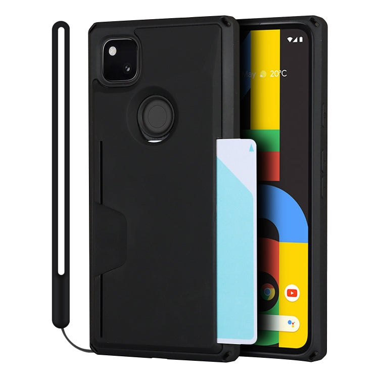 For Google Pixel 4a Armor Shockproof TPU + PC Hard Case with Card Slot Holder