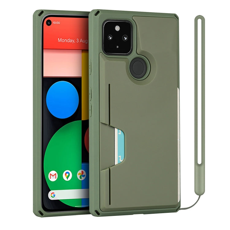 For Google Pixel 4a 5G Armor Shockproof TPU + PC Hard Case with Card Slot Holder