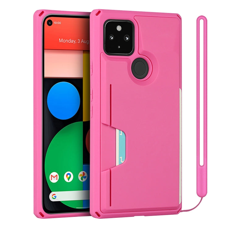 For Google Pixel 5 Armor Shockproof TPU + PC Hard Case with Card Slot Holder