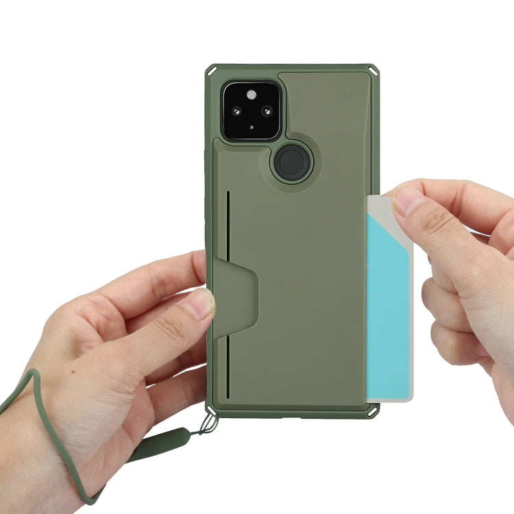 For Google Pixel 5 Armor Shockproof TPU + PC Hard Case with Card Slot Holder