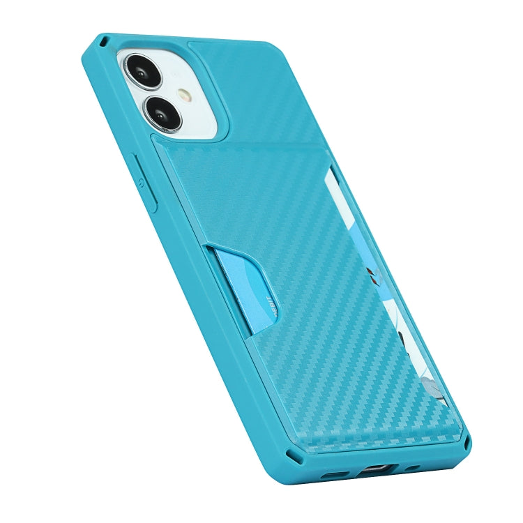 For iPhone 12 mini Carbon Fiber Armor Shockproof TPU + PC Hard Case with Card Slot Holder