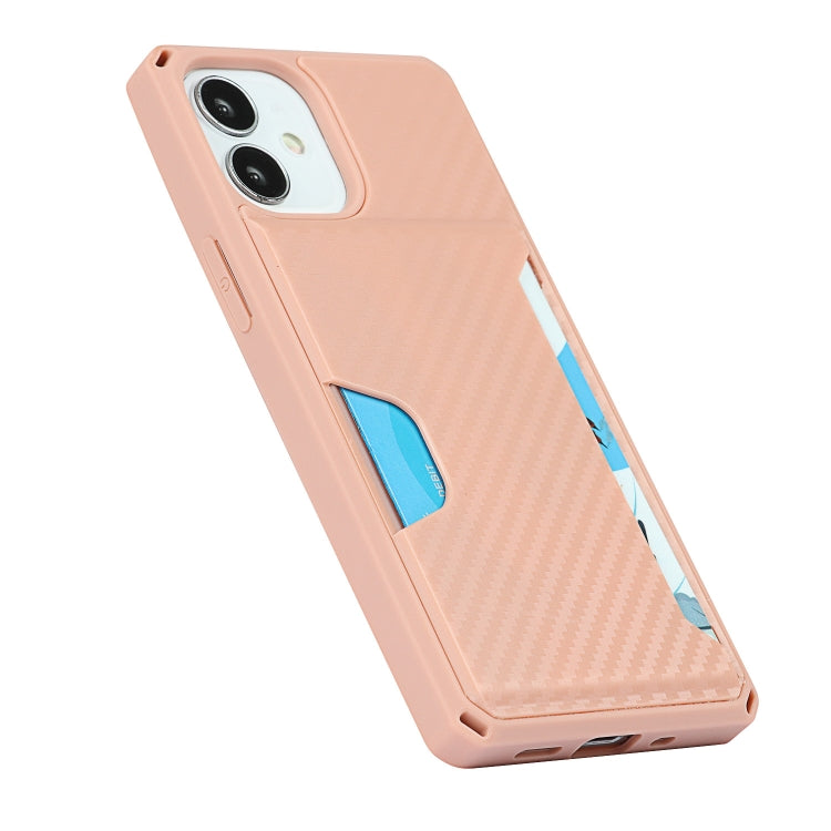 For iPhone 12 mini Carbon Fiber Armor Shockproof TPU + PC Hard Case with Card Slot Holder