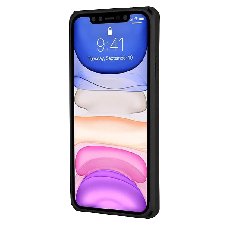 For iPhone 11 Carbon Fiber Armor Shockproof TPU + PC Hard Case with Card Slot Holder