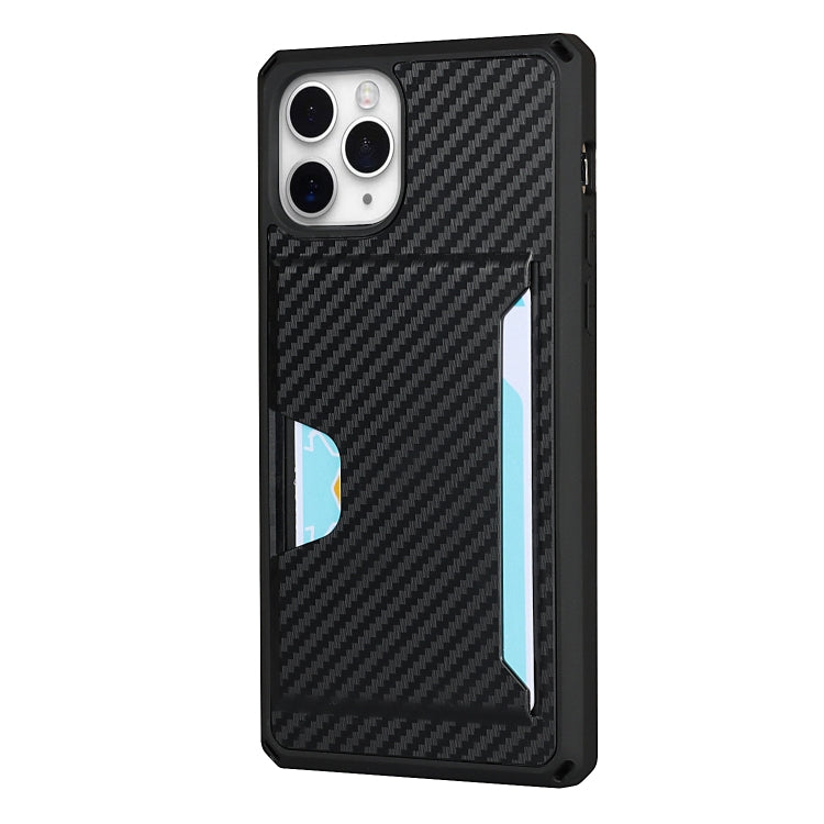 For iPhone 11 Pro Carbon Fiber Armor Shockproof TPU + PC Hard Case with Card Slot Holder