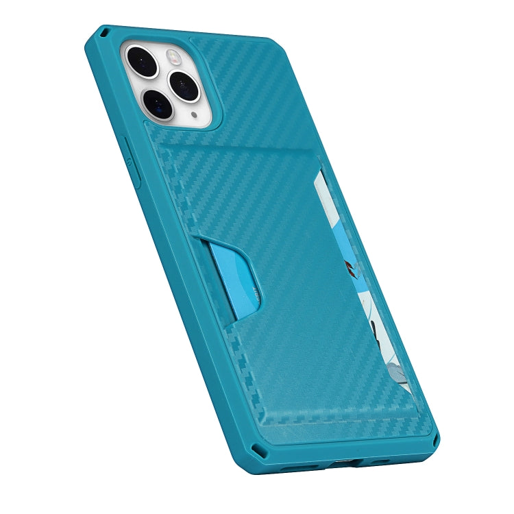 For iPhone 11 Pro Carbon Fiber Armor Shockproof TPU + PC Hard Case with Card Slot Holder