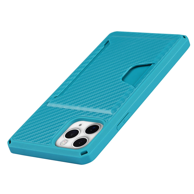 For iPhone 11 Pro Carbon Fiber Armor Shockproof TPU + PC Hard Case with Card Slot Holder