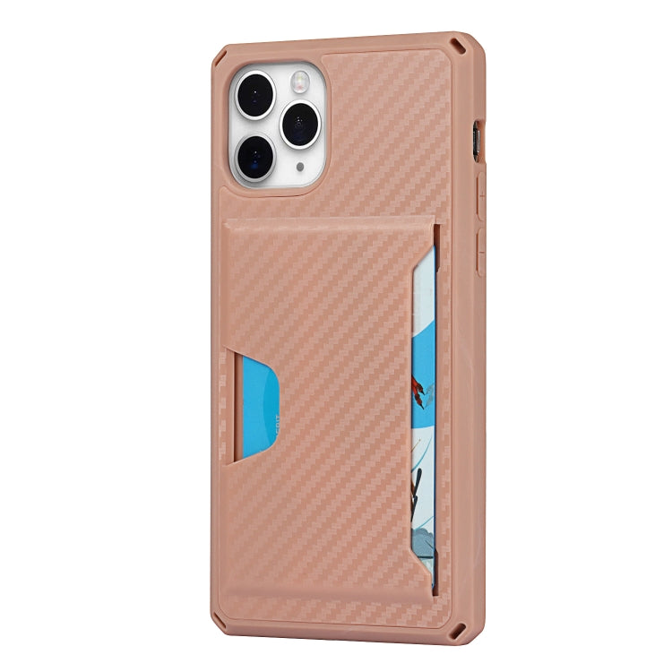 For iPhone 11 Pro Carbon Fiber Armor Shockproof TPU + PC Hard Case with Card Slot Holder