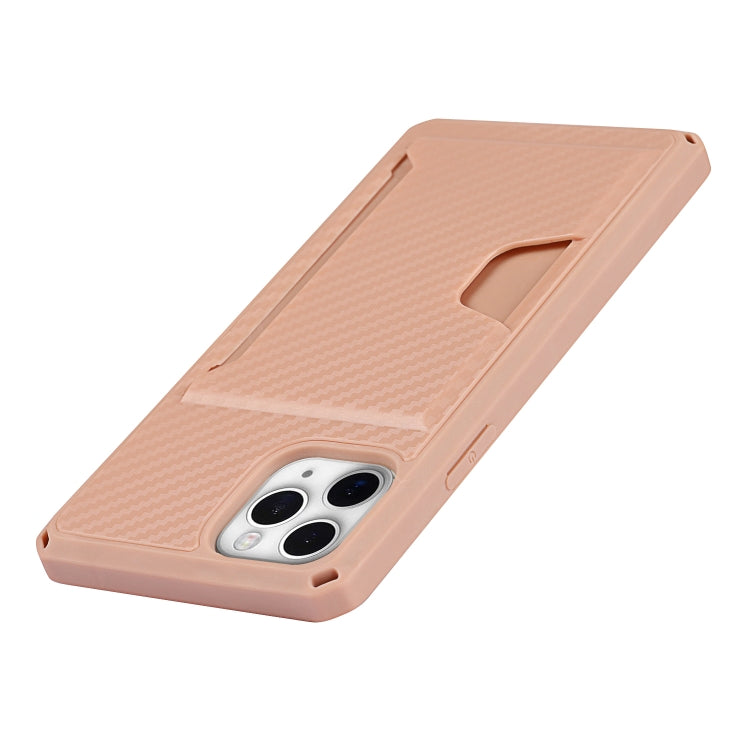 For iPhone 11 Pro Carbon Fiber Armor Shockproof TPU + PC Hard Case with Card Slot Holder